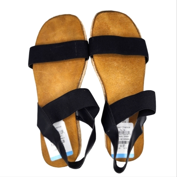 Steve Madden Espadrilles 2" Wedges Size 9M Black Elastic Ankle Strap Open Toe - Picture 2 of 7